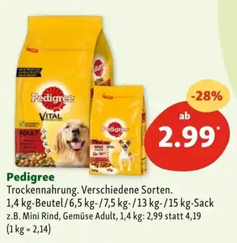 Fressnapf Pedigree Trockennahrung 1,4kg Beutel/6,5kg/7,5kg/13kg/15kg Sack Angebot