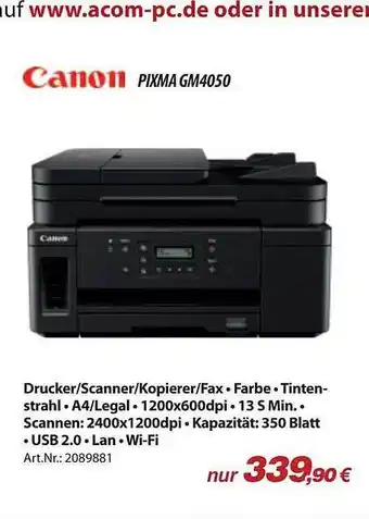 ACom PC Canon Pixma Gm4050 Angebot