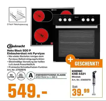 Saturn Bauknecht Heko Black 500 P Einbauherdset Mit Pyrolyse Angebot