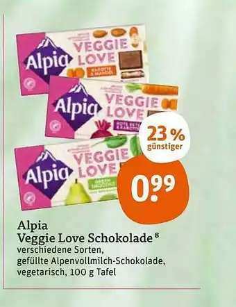 tegut Alpia Veggie Love Schokolade Angebot