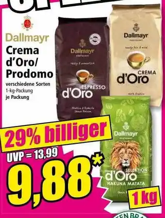 Norma Dallmayr Crema D'oro Prodomo Angebot