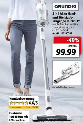 Lidl Grundig 2in1 Akku Hand- Und Stielstaubsauger „vcp 3929 L“ Angebot