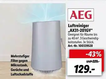 Lidl Aeg Luftreiniger „ax31-201gy“ Angebot