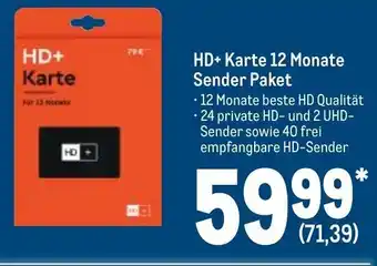 METRO HD+ Karte 12 Monate Sender Paket Angebot