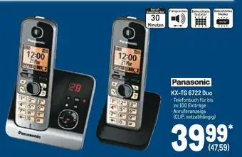 METRO Panasonic Dect-Telefon | KX-TG 6722 Duo Angebot