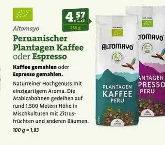 Ebl Naturkost Altomayo Peruanischer Plantagen Kaffee Oder Espresso Angebot