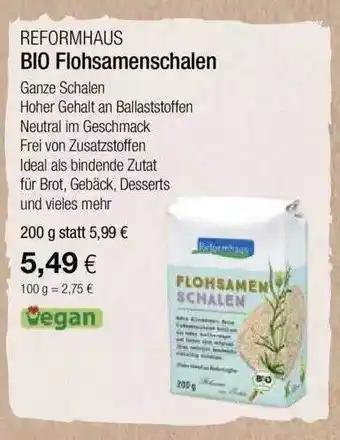 Vitalia Reformhaus Bio Flohsamenschalen Angebot