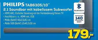 Euronics XXL Philips Tab6305-10 2.1 Soundbar Mit Kabellosen Subwoofer Angebot