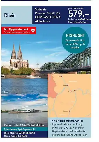 ALDI Nord Reisen Rhein Premium-schiff Ms Compass Opera Angebot