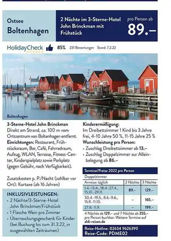 ALDI Nord Reisen Ostsee Boltenhagen Angebot