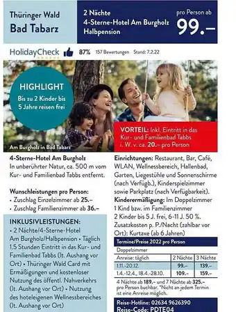 ALDI Nord Reisen Thüringer Wald Bad Tabarz Angebot