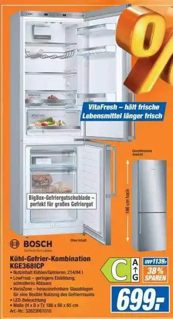 Expert Technomarkt Bosch Kühl-gefrier-kombination Kge3681cp Angebot