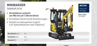 HKL Baumaschinen Center Minibagger Yanmar Sv18 Angebot