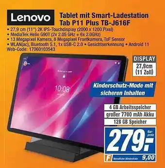 HEM Expert Lenovo Tablet Mit Smart-ladestation Tab P11 Plus Tb-j616f Angebot