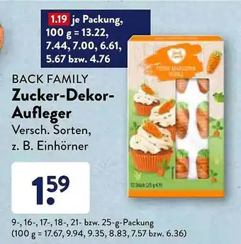 Aldi Süd Back Family Zucker-dekor-aufleger Angebot