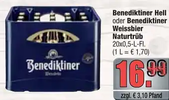 Profi Getränke Benediktiner Hell oder Benediktiner Weissbier Naturtrüb 20x0,5L Angebot