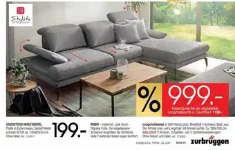 Zurbrüggen Stylife Couchtisch Wolfsberg, Rubio Oder Longchairkombi Angebot