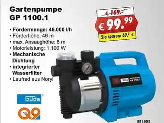 Stabilo Fachmarkt Gartenpumpe Gp 1100.1 Güde Angebot