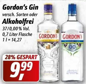 Simmel Gordon's Gin oder Alkoholfrei 0,7L Flasche Angebot