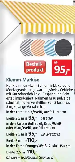 Bauhaus Klemm Markise Angebot