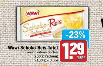 AEZ Wawi Schoko Reis Tafel Angebot