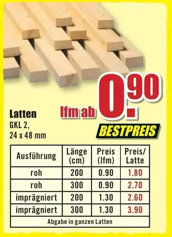 B1 Discount Baumarkt Latten 24x48 mm Angebot