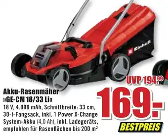 B1 Discount Baumarkt Einhell Akku Rasenmäher ,,GE CM 18/33 Li" Angebot