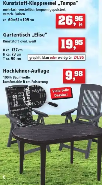 Thomas Philipps Kunststoff Klappsessel Tampa oder Gartentisch Elise Angebot