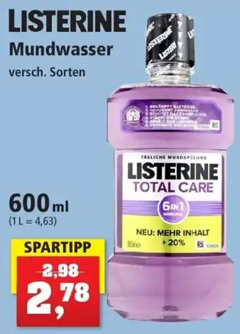 Thomas Philipps Listerine Mundwasser 600ml Angebot