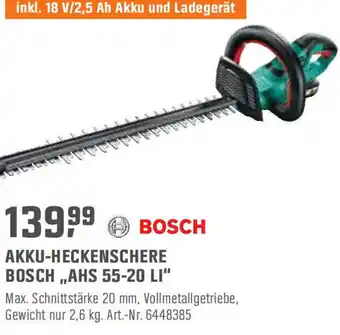 OBI Bosch Akku Heckenschere AHS 55-20 Li Angebot