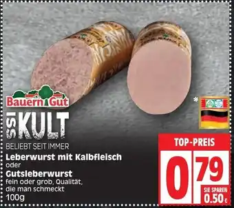 Edeka Bauern Gut Leberwurst mit Kalbfleisch oder Gutsleberwurst 100g Angebot