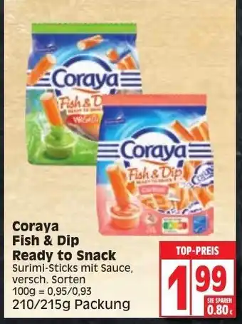 Edeka Coraya Fish & Dip Ready to Snack 210/215g Packung Angebot