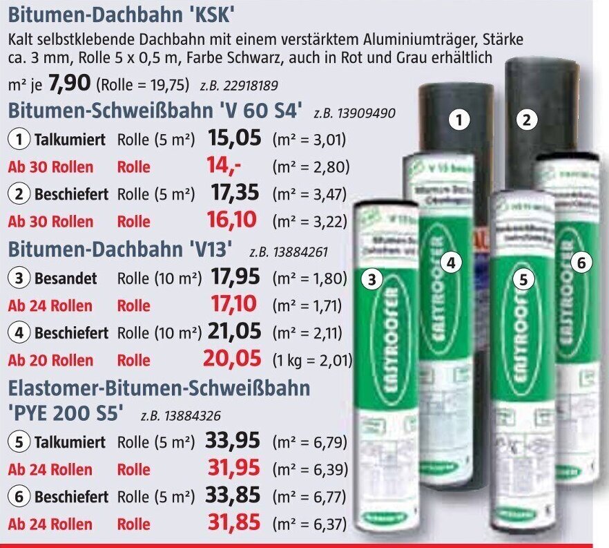Bitumen Dachbahn KSK Angebot bei Bauhaus