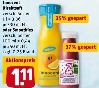 REWE Innocent Direktsaft 330ml oder Smoothies 250ml Angebot