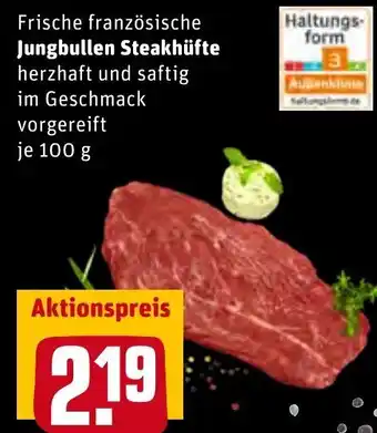 REWE Frische Französische Jungbullen Steakhüfte 100g Angebot