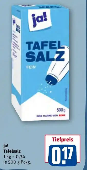 REWE ja! Tafelsalz 500g Packung Angebot