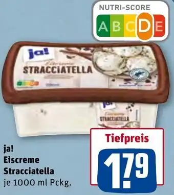 REWE ja! Eiscreme Stracciatella 1000ml Packung Angebot