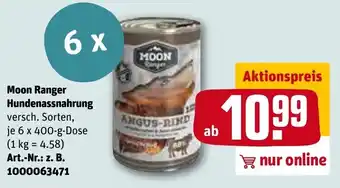 REWE Moon Ranger Hundenassnahrung 6x400g Dose Angebot