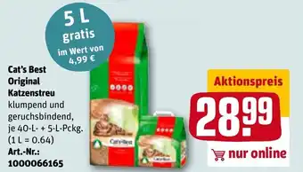 REWE Cat's Best Original Katzenstreu 40L + 5L Packung Angebot