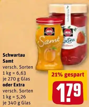 REWE Schwartau Samt 270g oder Extra 340g Glas Angebot