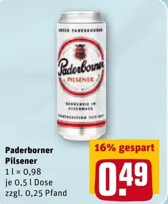 REWE Paderborner Pilsener 0,5L Dose Angebot