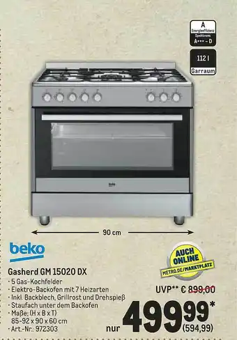 METRO Beko Gasherd Gm15020dx Angebot