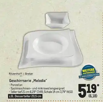 METRO Ritzenhoff & Breker Geschirrserie „melodie“ Angebot