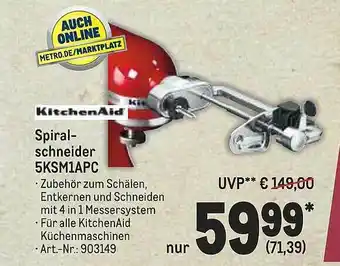 METRO Kitchenaid Spiralschneider 5ksm1apc Angebot