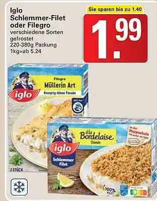 WEZ Iglo Schlemmer-filet Oder Filegro Angebot