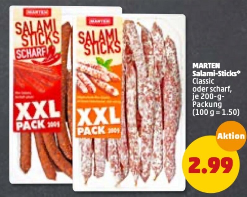 Marten SalamiSticks Classic 200g Angebot bei PENNY
