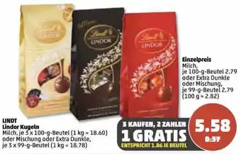 PENNY Lindt Lindor Kugeln 3x100g, Einzelpreis Angebot