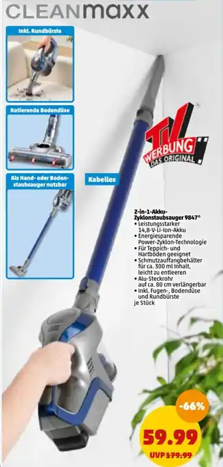 PENNY 2-in-1 Akku- Zyklostaubsauger 9847 Angebot