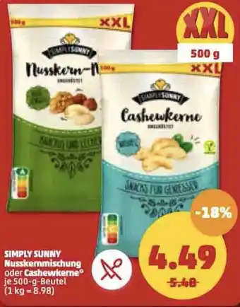 PENNY Simply Sunny Nusskenmischung Cashewkerne 500g Angebot