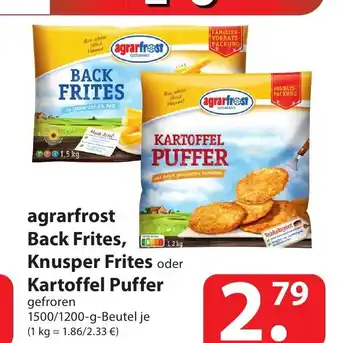 Famila Nord Ost Agrarfrost Back Frites, Knusper  Frites oder Kartoffel Puffer 1500/1200 g beutel Angebot